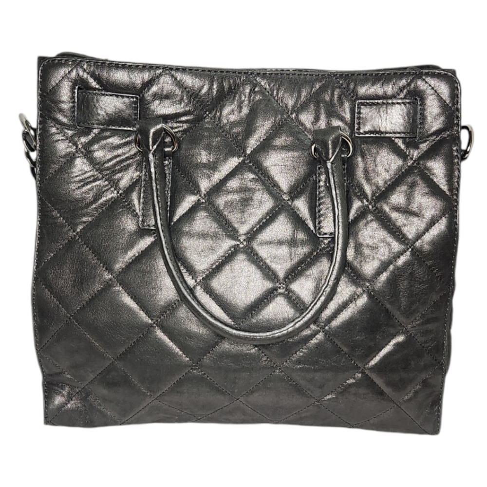 MICHAEL KORS Hamilton Quilted Metallic Gray Tote/Shoulder Bag - Picture 3 of 17